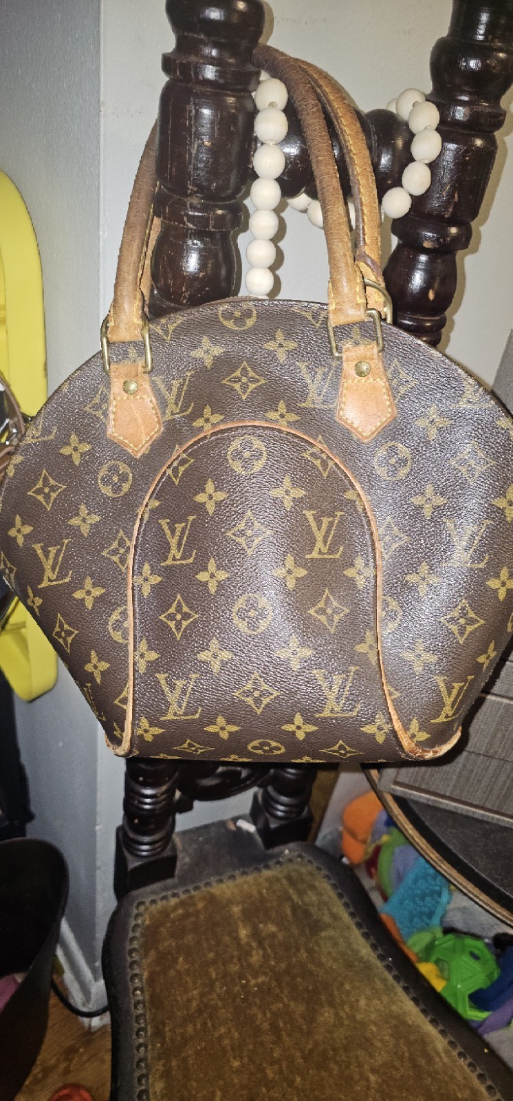 Louis Vuitton Monogram Ellipse Canvas Top Handle Zip Gold