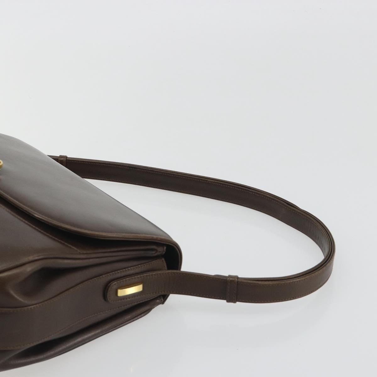 GUCCI Hand Bag Leather Brown Gold Tone Auth ep15160
