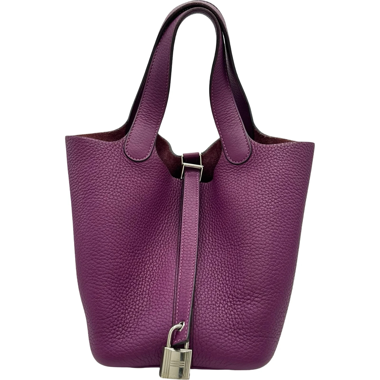 HERMES Picotin Lock PM Anemone Taurillon Leather Handbag Z Stamp #OKB9014