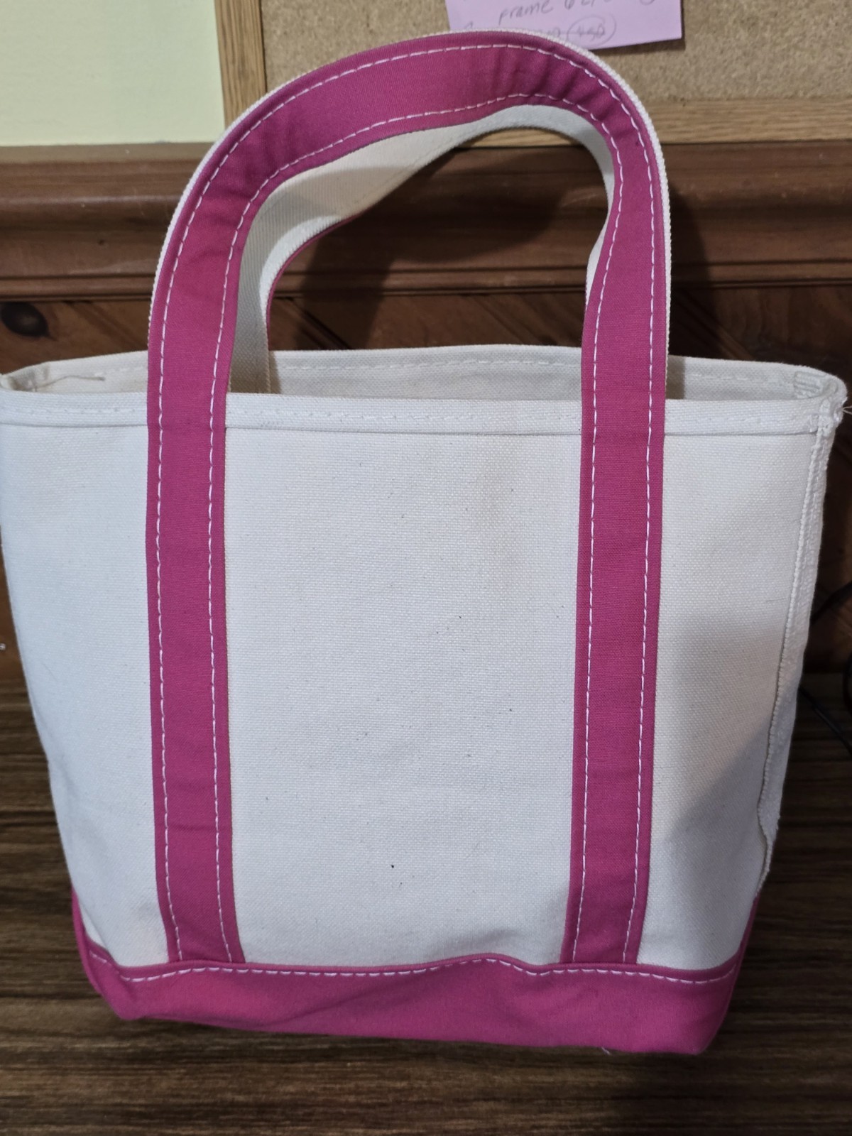LL Bean Boat and Tote Canvas Bag Open Pink USA Made Small