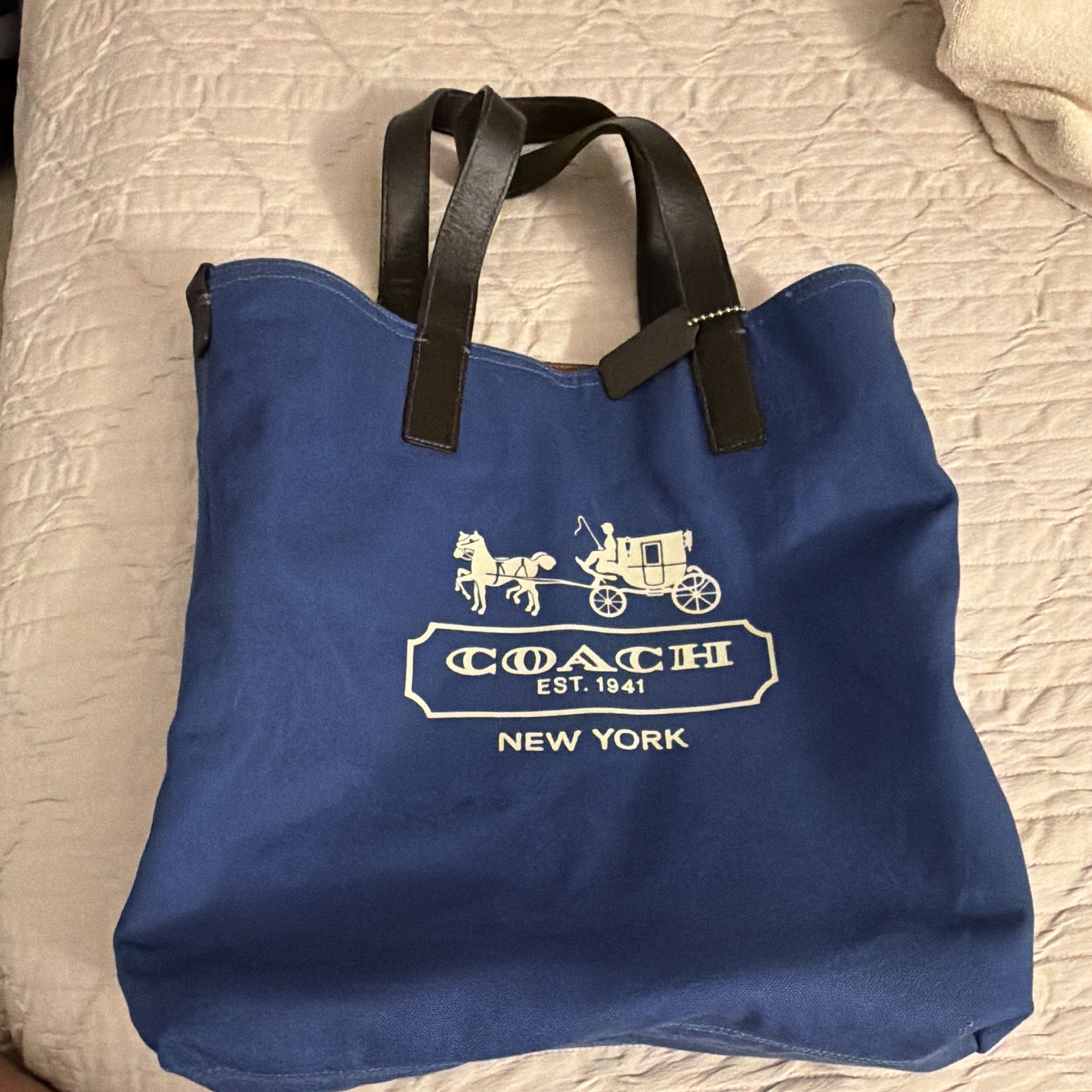 Coach Brown/Blue/White Colorblock Reversible Tote Detachable Strap Pockets
