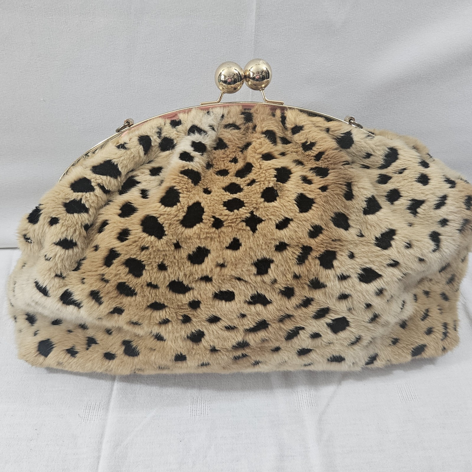 Glenda Gies Faux Fur Cheetah Jackie Large 17″ Statement Handbag Designer Purse