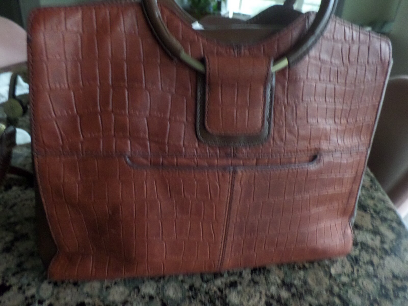 NWT Latest HOBO brown reptile print Tote bag w/ long handle & short handle