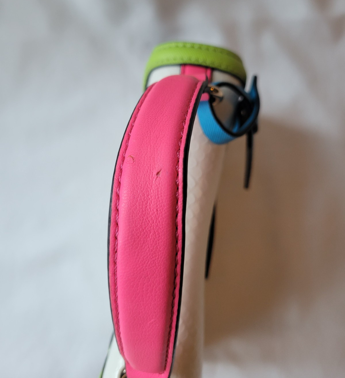 Aldo Etiwen Mini Satchel Purse Colorblock White/Pink/Lime Green