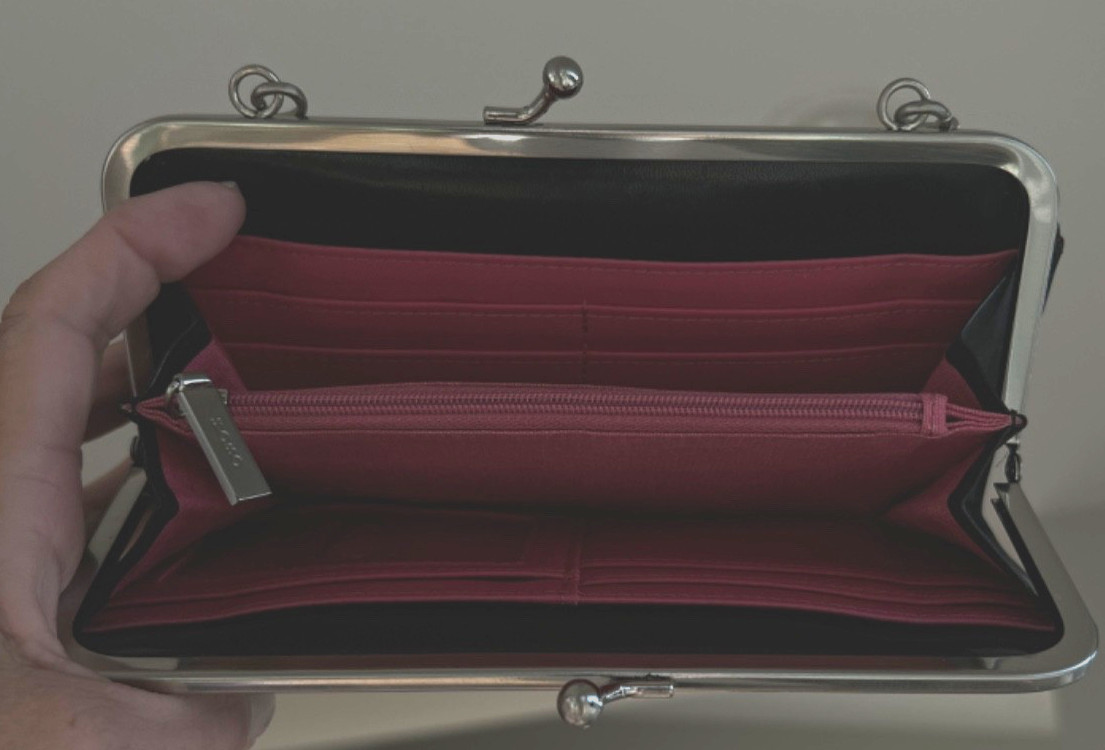 Hobo Matte Black Zip Wristlet Clutch with Wrist Strap, Credit Card Slots, Small
