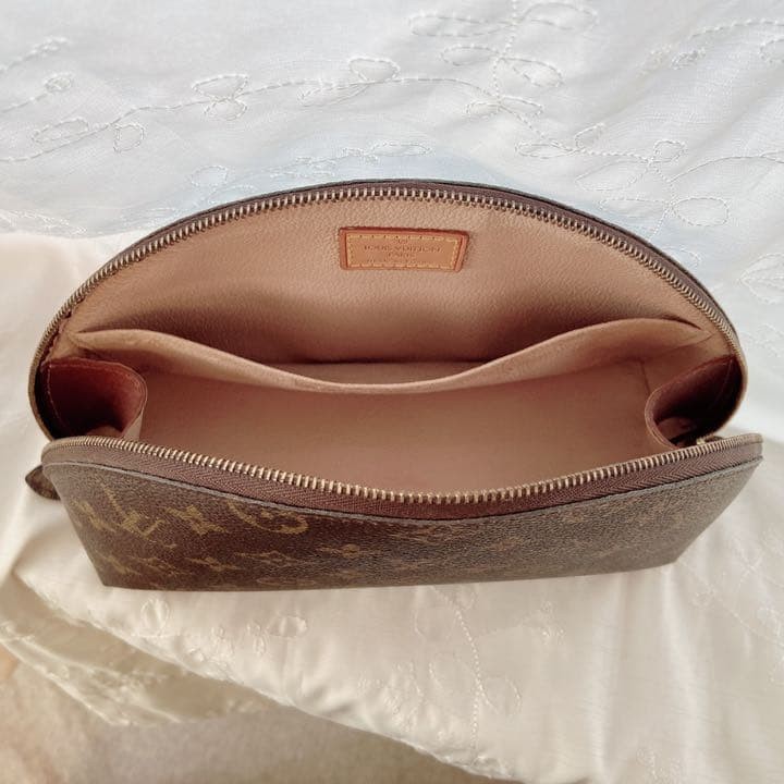 LOUIS VUITTON Pouch Brown Trousse de Mi Ronde Monogram PVC Leather Gently used