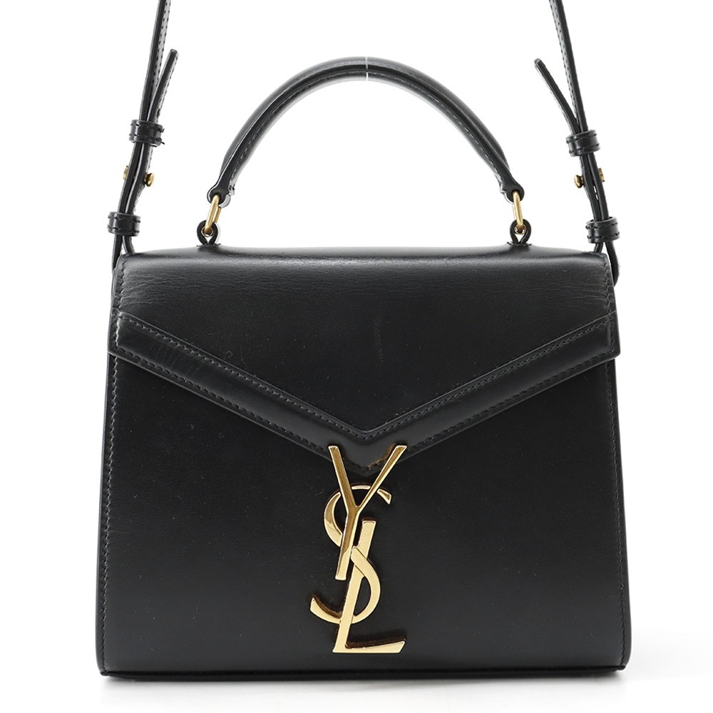 SAINT LAURENT PARIS Cassandra Top Handle 2-Way Shoulder Bag Leather Black 623930