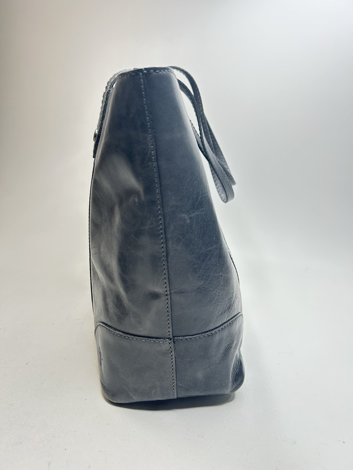 new FRYE MELISSA Carbon Gray Pull-Up Leather Tote Carryall Shopper Shoulder Bag
