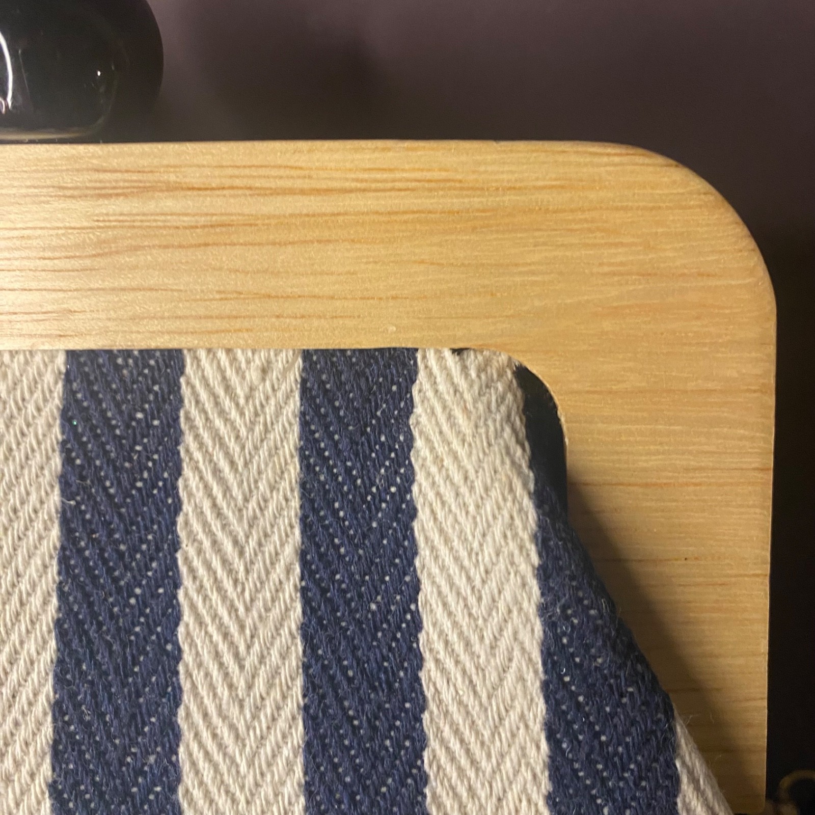 Navy Striped Canvas Wood Frame Purse-Detachable Strap-Nautical-Summer
