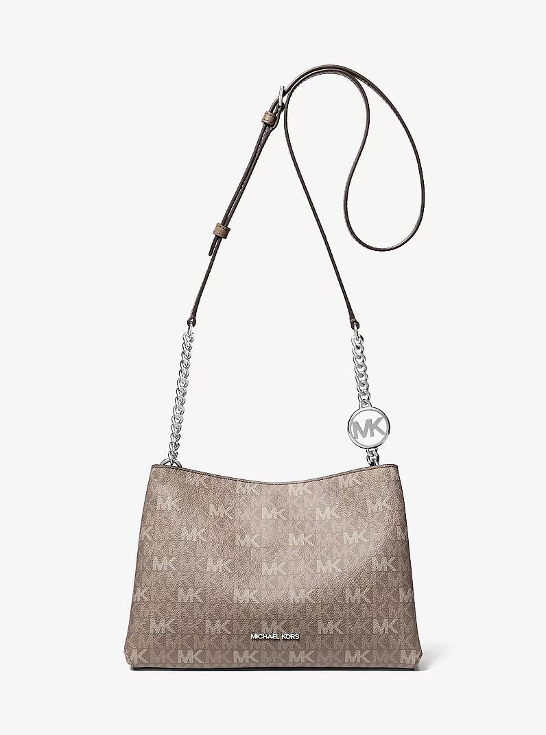Michael Kors Christina Small Signature Logo Crossbody Bag Mushroom