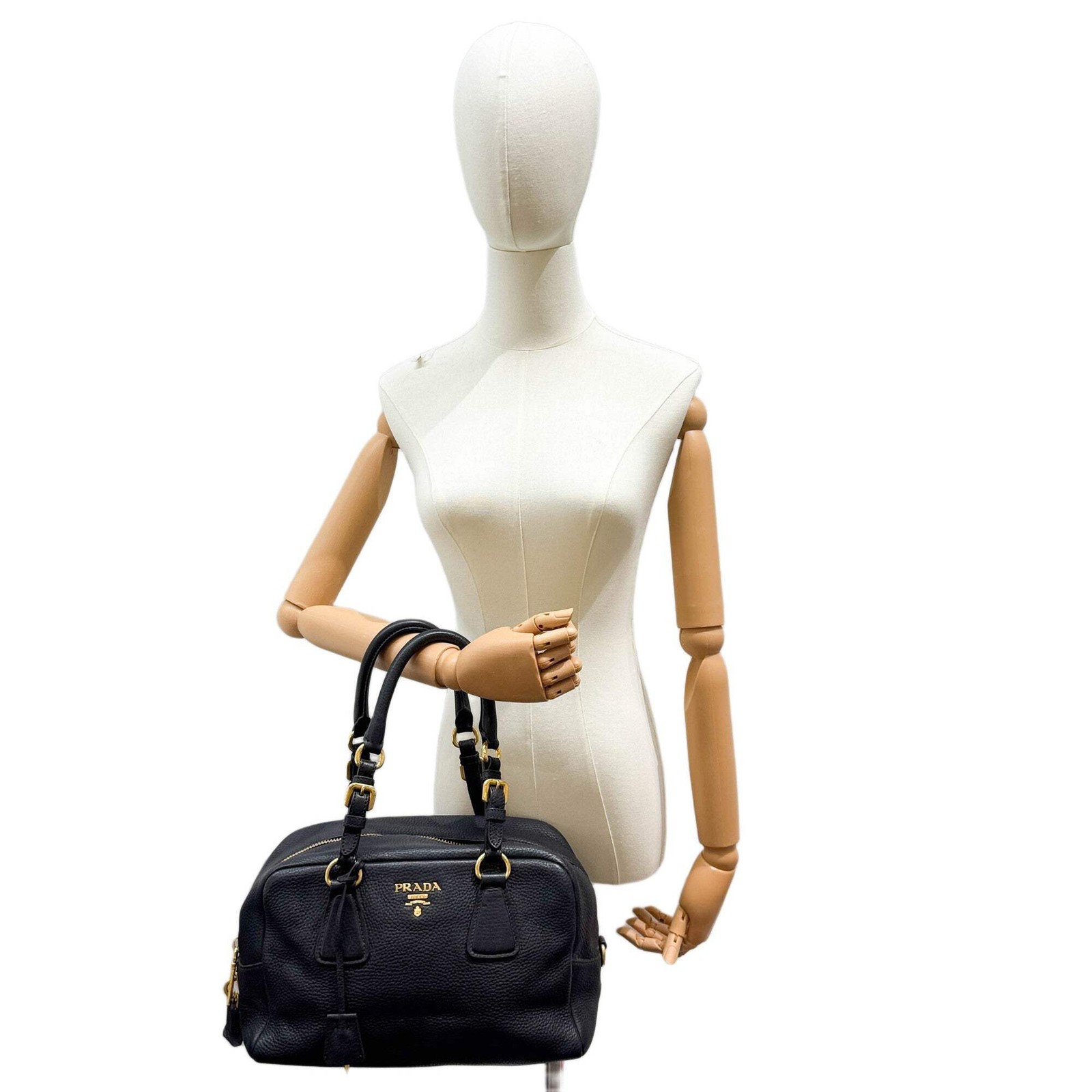 PRADA Boston Grey Leather Shoulder Bag