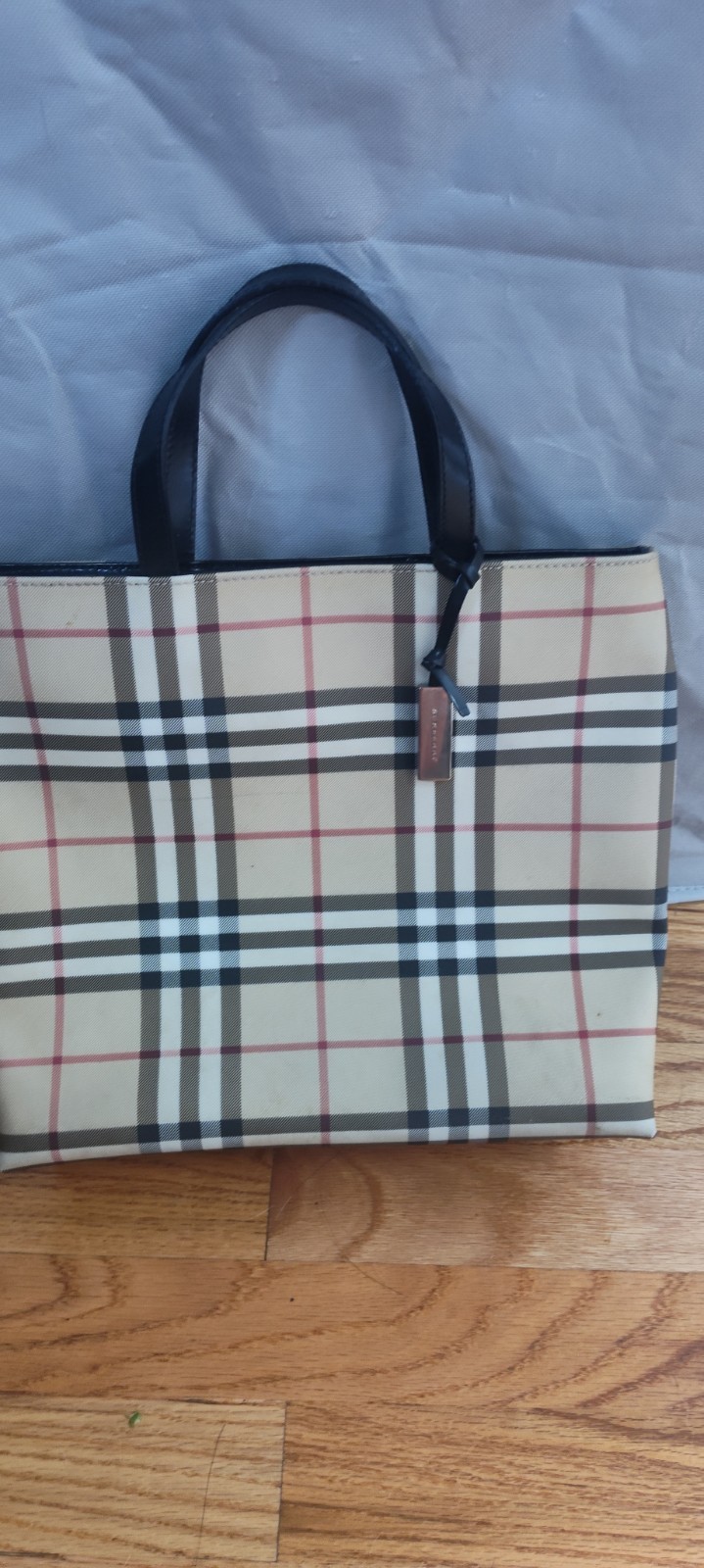 Authentic Burberry Beige House Checkered PVC material