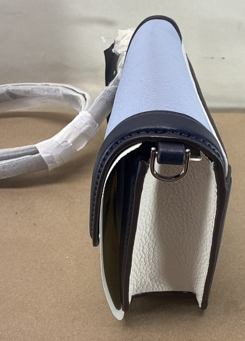 Kate Spade Colorblock Leather Flap Crossbody Bag Blue White NWT