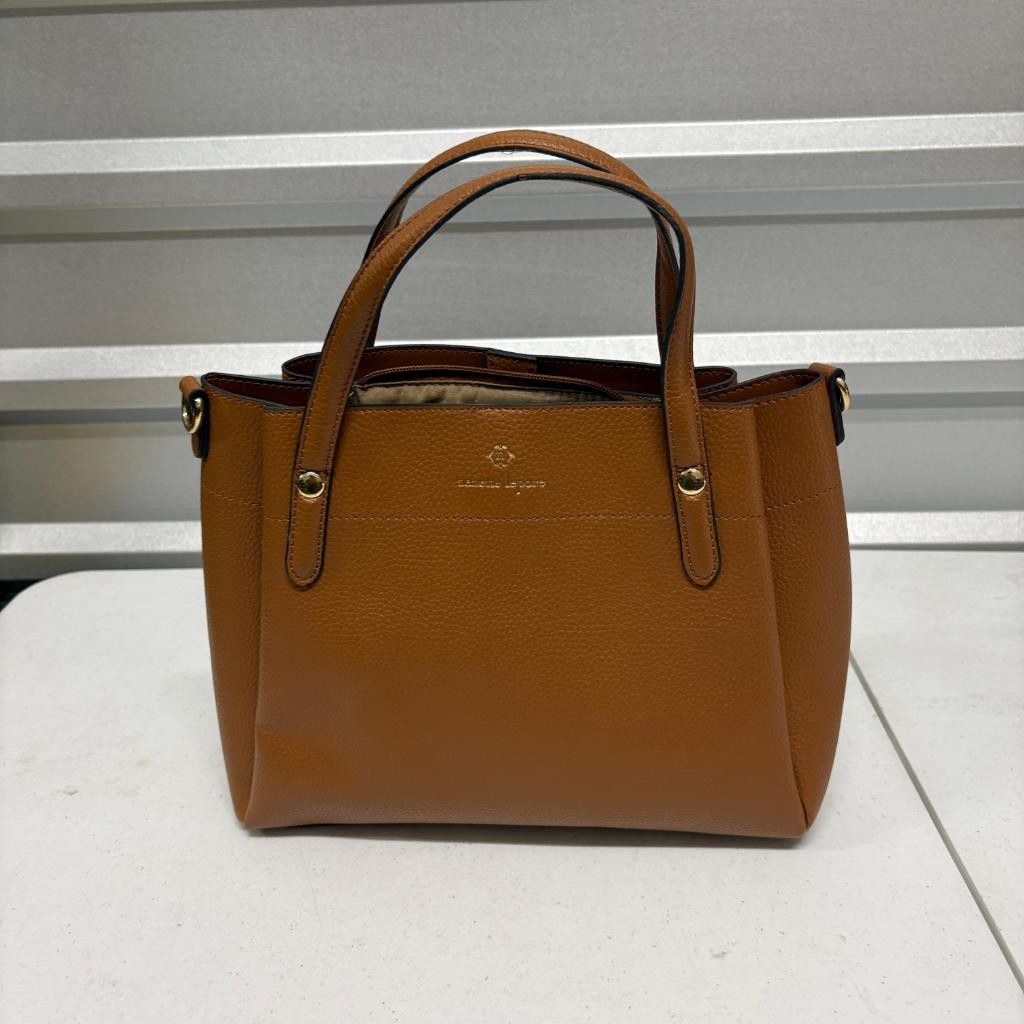 Nanette Lepore Women’s Brown Pebbled Faux Leather Satchel Shoulder Bag Medium