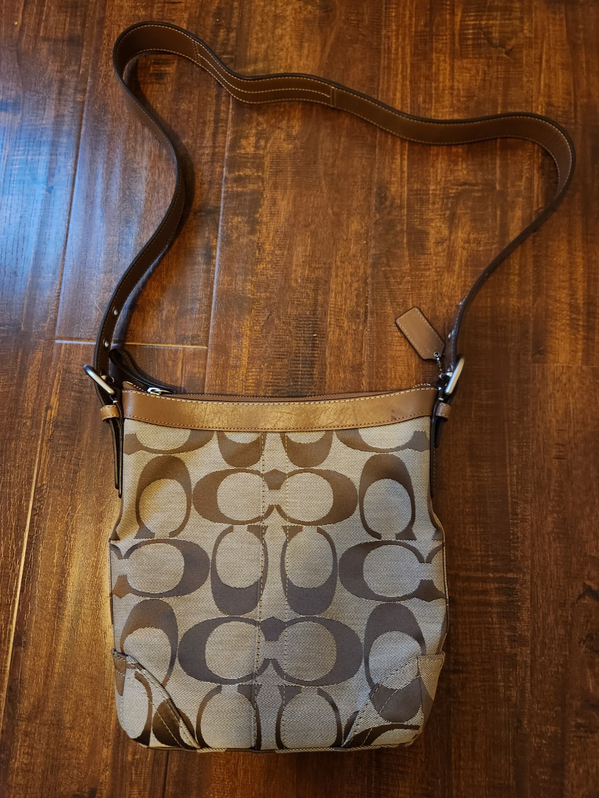 Coach Vintage Signature Monogram Khaki Canvas Pre-Owned, Size Small