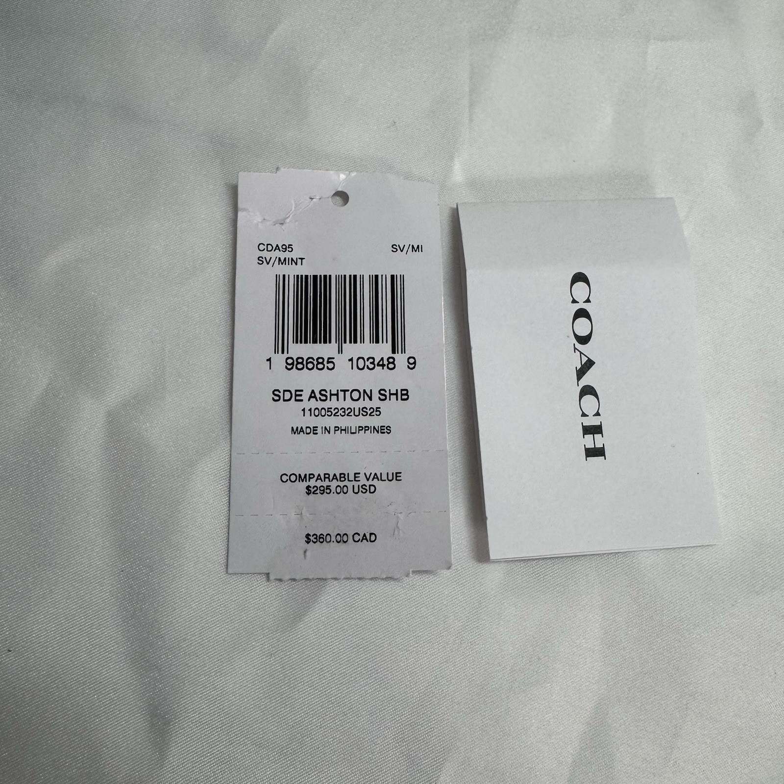 Coach Ashton Baguette Bag In Mint Suede NWT