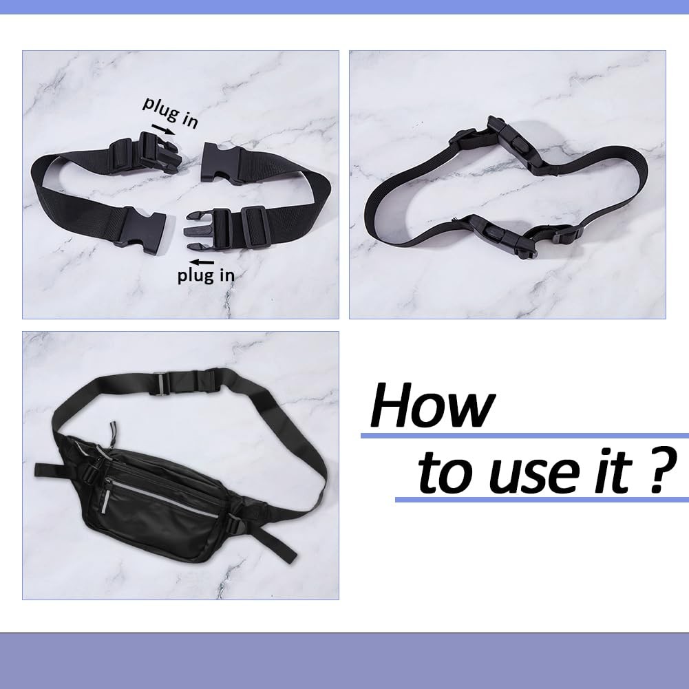 2Pcs Fanny Pack Extender 9.4″13.4″ Nylon Belt Bag Extension Strap 1.5″ Wide S…
