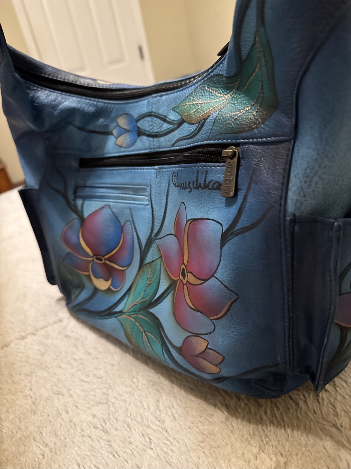Anuschka Medium Leather Hand painted Bird