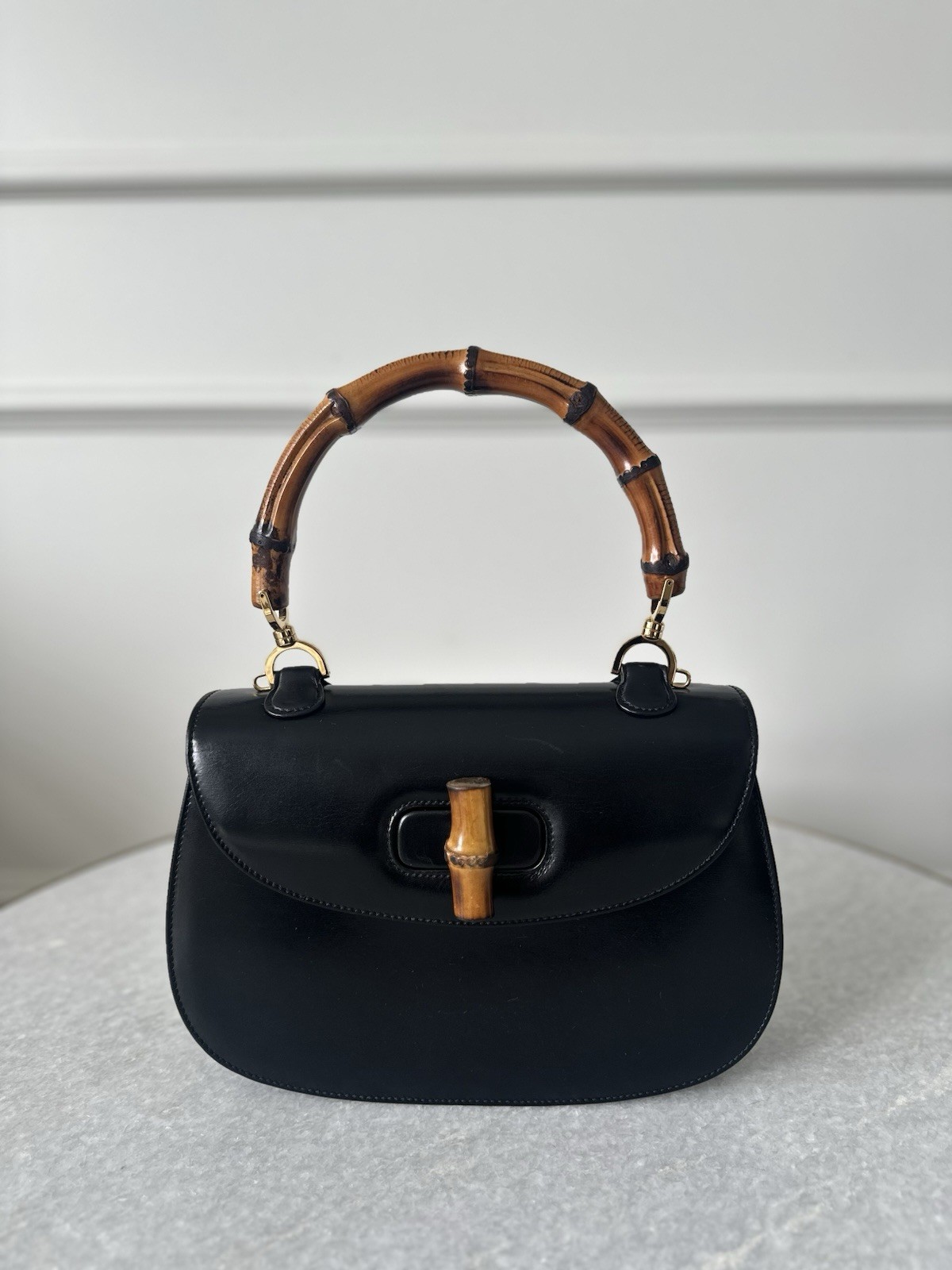 Gucci Vintage Bamboo Handle w/ Red Lining Vintage- D ring for Detachable Strap