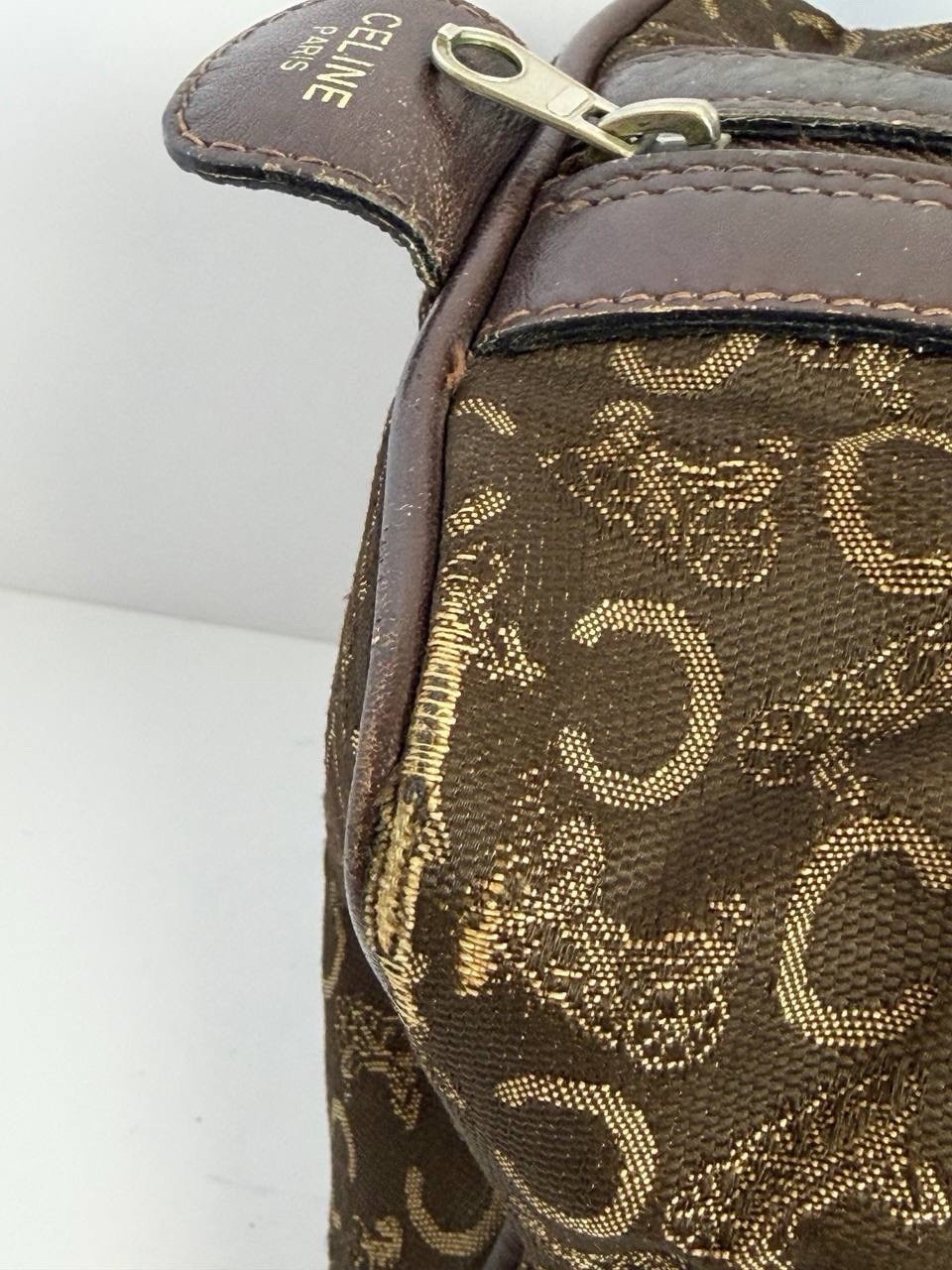 Vintage Old Celine Boston Bag Monogrammed Canvas
