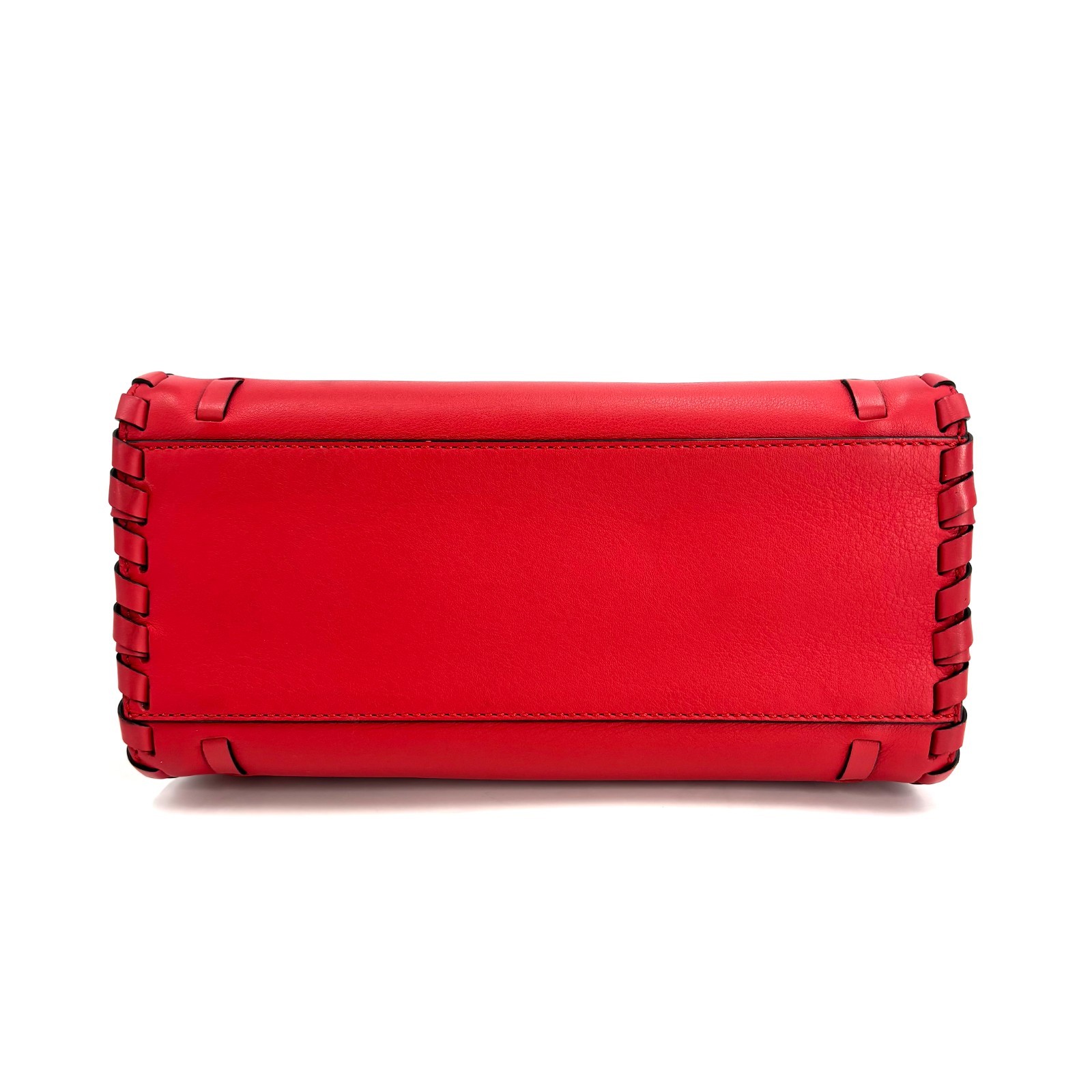 FENDI Mini Peekaboo Iconic Whipstitch Fiamma Leather Satchel / j11865