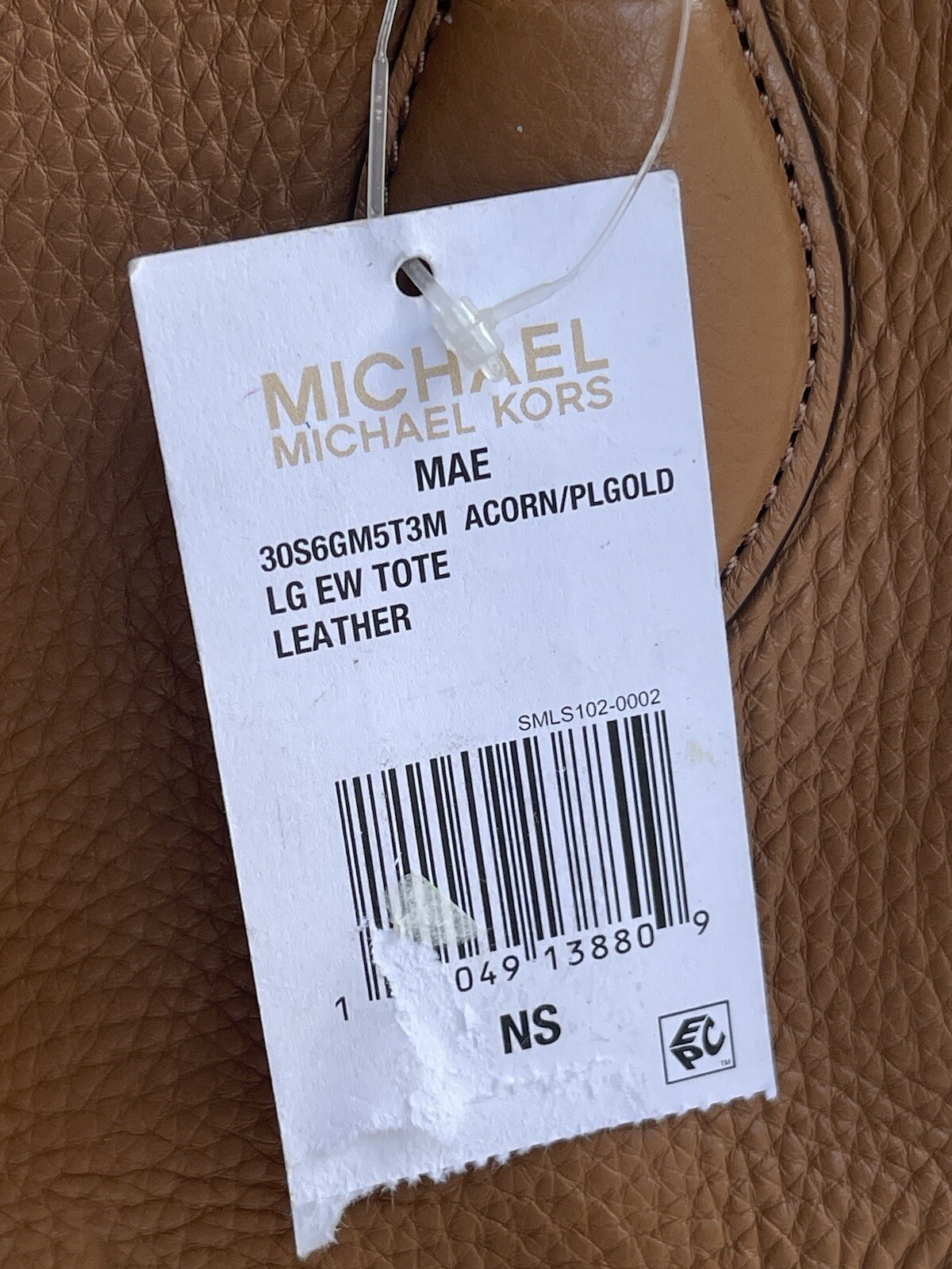 MICHAEL KORS MAE REVERSIBLE BROWN/GOLD LEATHER TOTE Appr. 12H X 17.5L New
