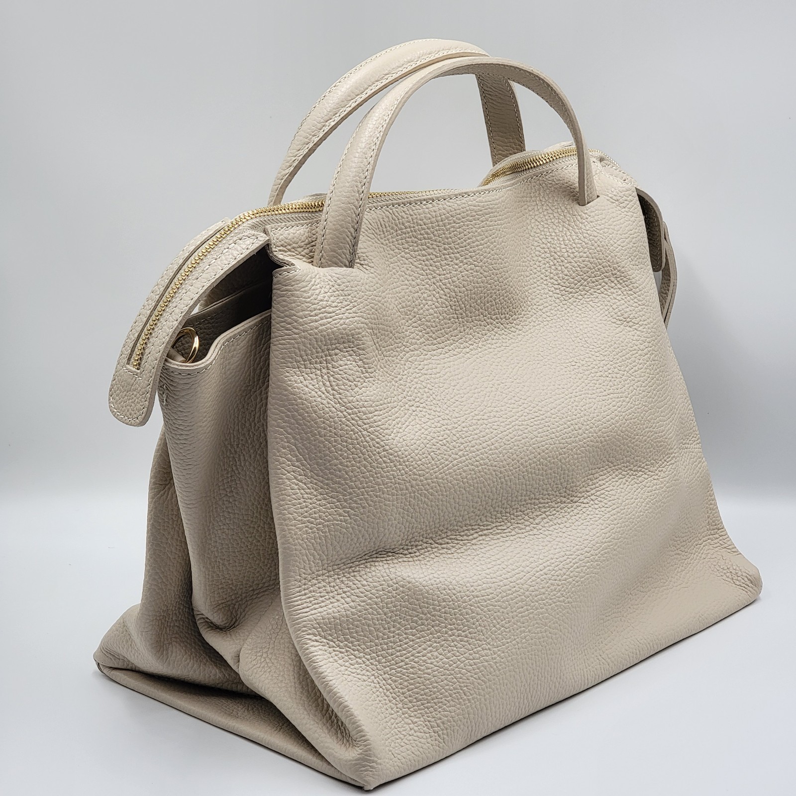 Two Amicis The Shopper Handbag Genuine Leather Purse Tote Made In Italy- NWT