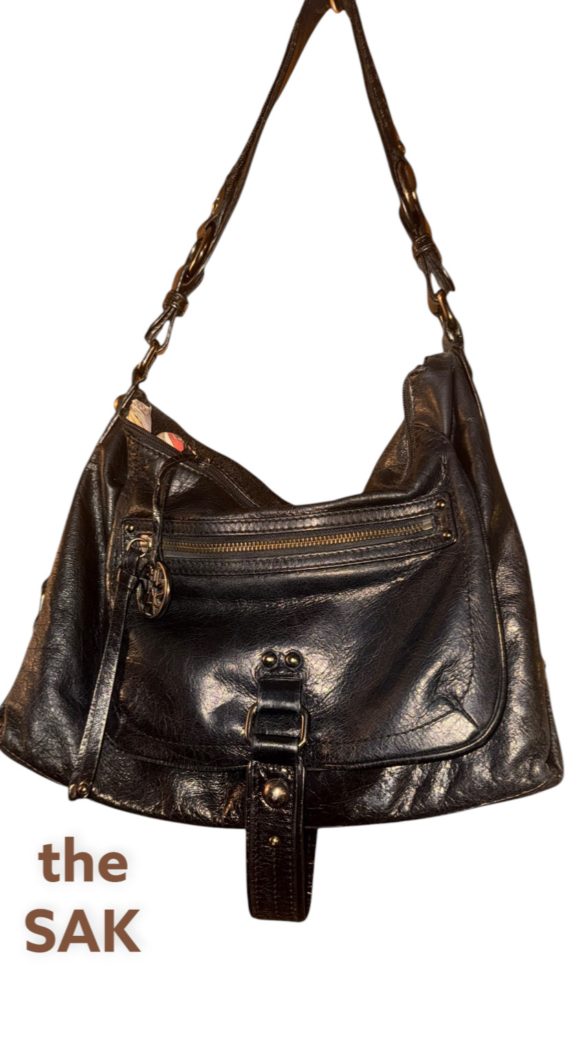 The Sak Black Leather Shoulder Bag