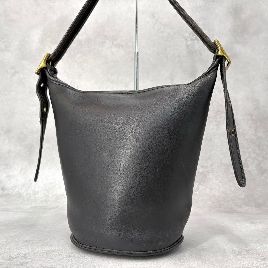 Old Coach 9953 Shoulder Bag Bucket Type All Leather Black