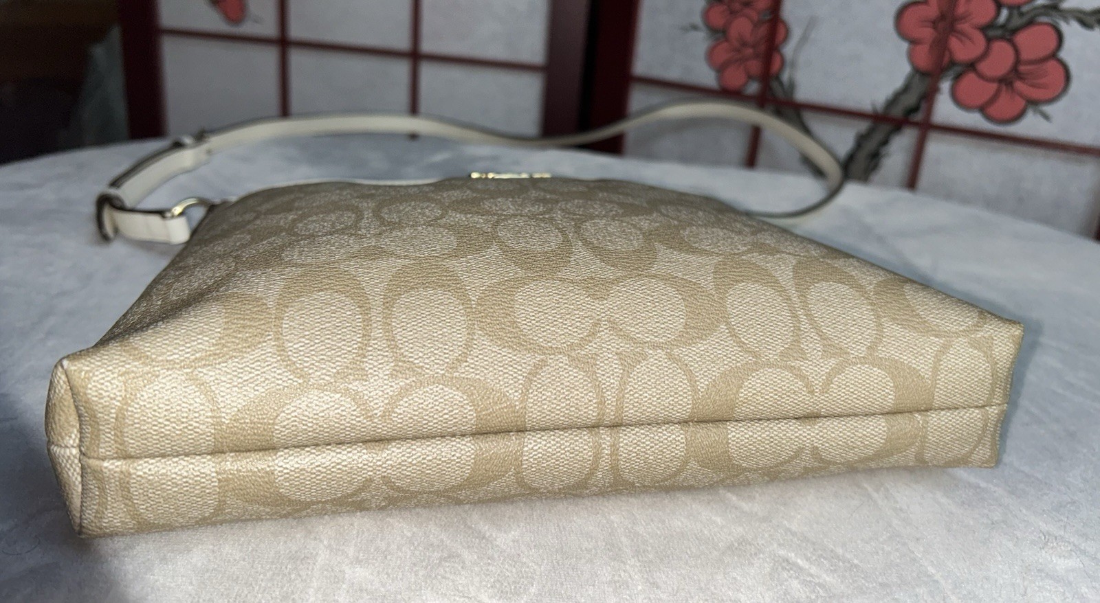 NEW WOT Coach Signature Zip File Khaki F29210 Crossbody Bag Zip Top Hangtag COA