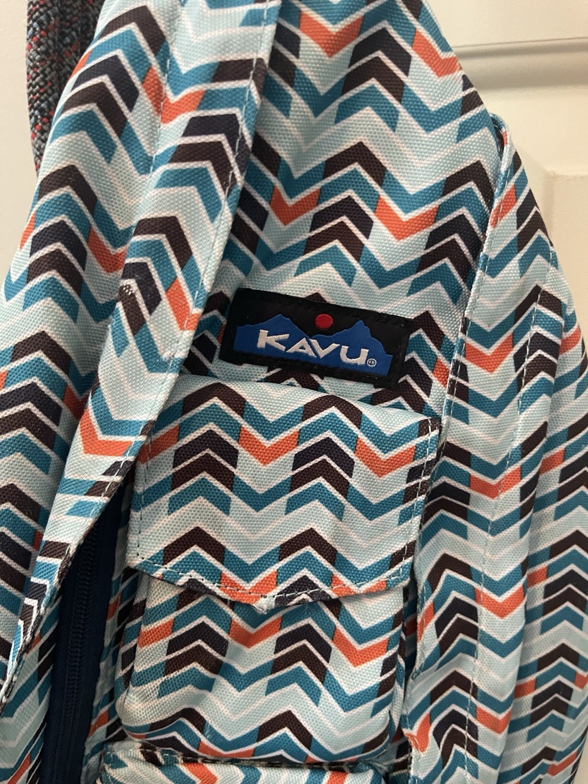 KAVU Rope Sling Bag Blue Orange Chevron Print Crossbody Canvas