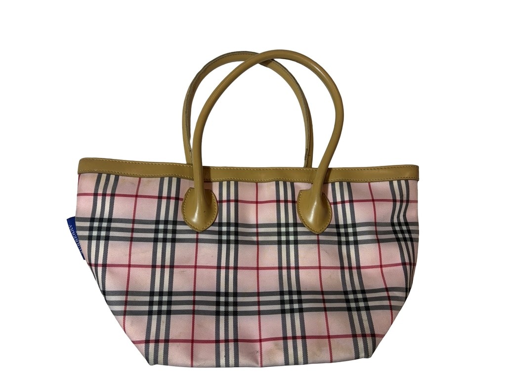 Burberry Blue Label Pink Nova Check Plaid Y2K Preppy Tote Handbag Flaw