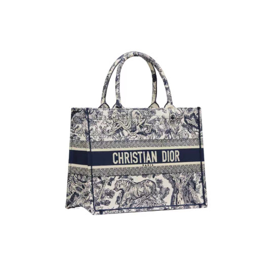 DIOR BookTote Embroidered Tote Medium Women’s Blue 14.1*6.5*10.8 in