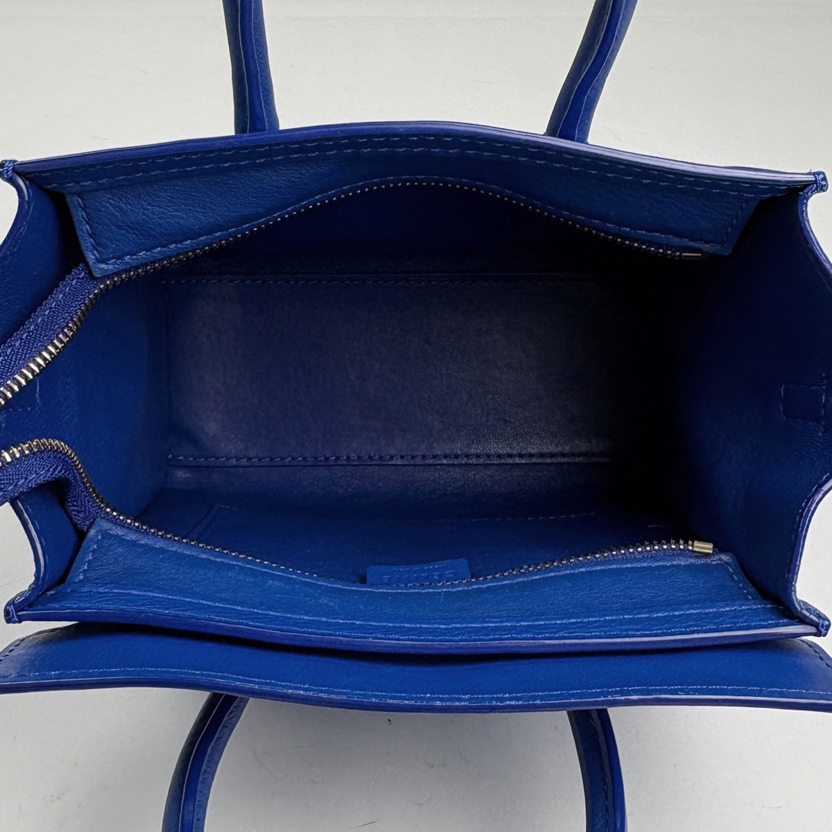 CELINE Luggage Nano Shopper 2WAY Hand Bag leather Blue Women