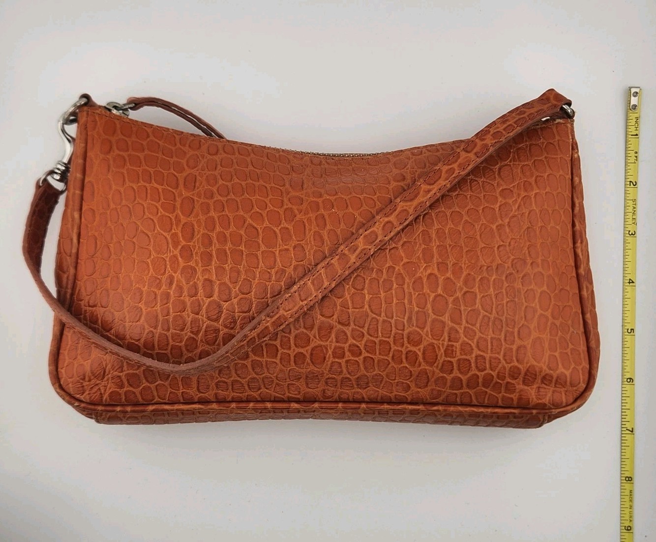 Vintage Banana Republic 2003 Fall Leather Bag Cognac Alligator Embossed Pouch