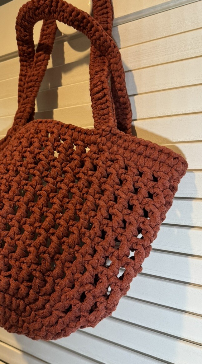 Binge Knitting Cape Circular Tote Bag Rust Red New With Tags $165