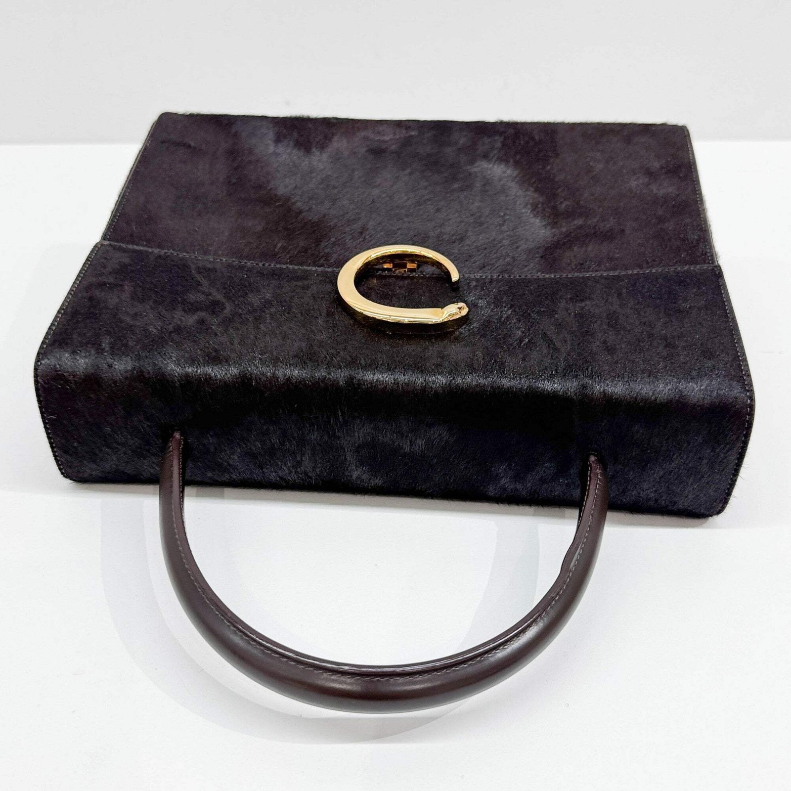 CARTIER Panthere Brown Pony Hair Handle Bag