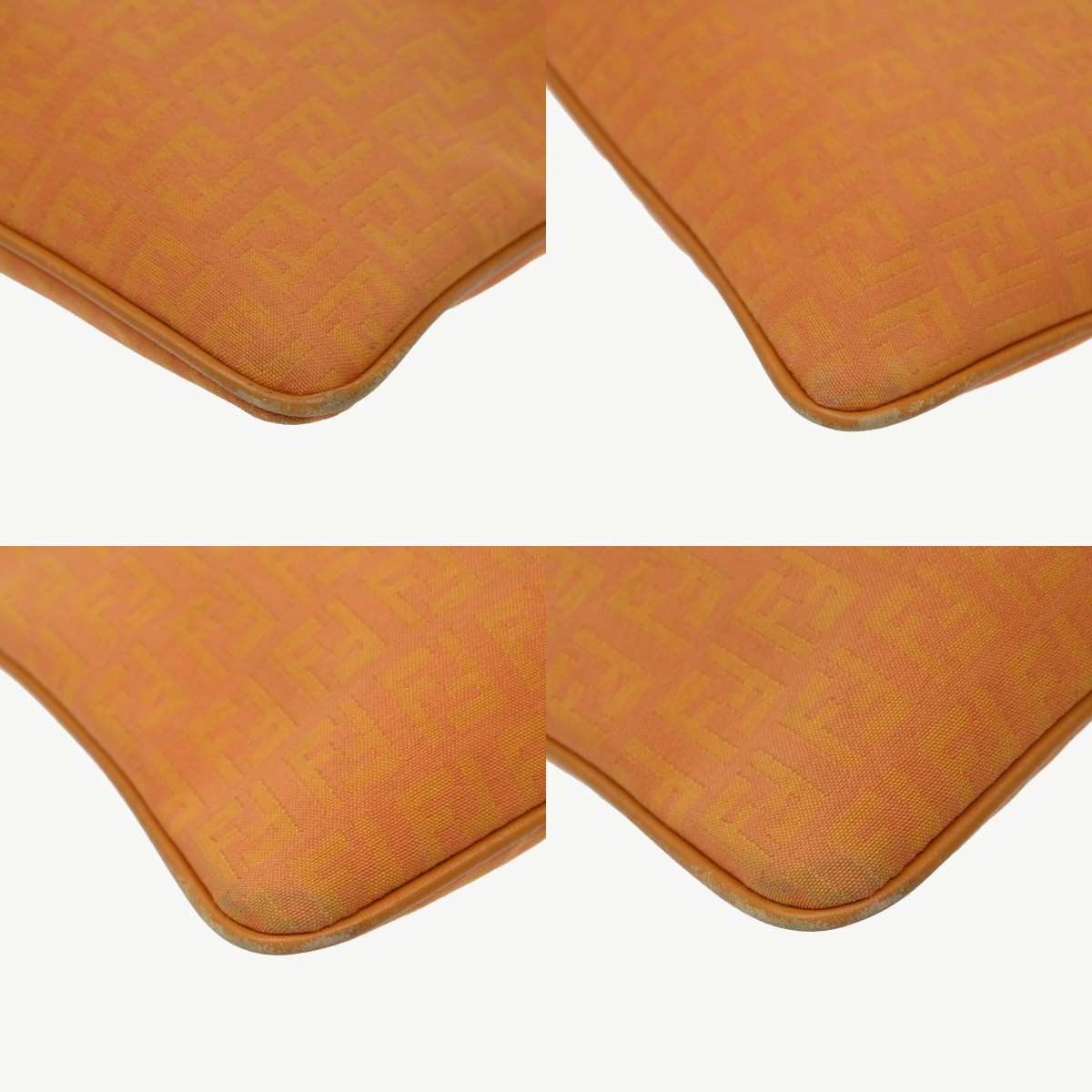 FENDI Zucchino Mini Crossbody Shoulder Bag Canvas Leather Orange Italy 62KD659