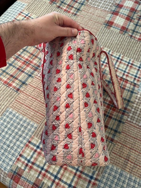 Vera Bradley Medium Red and Pink Heart-Theme Iconic Vera Tote Bag NWT