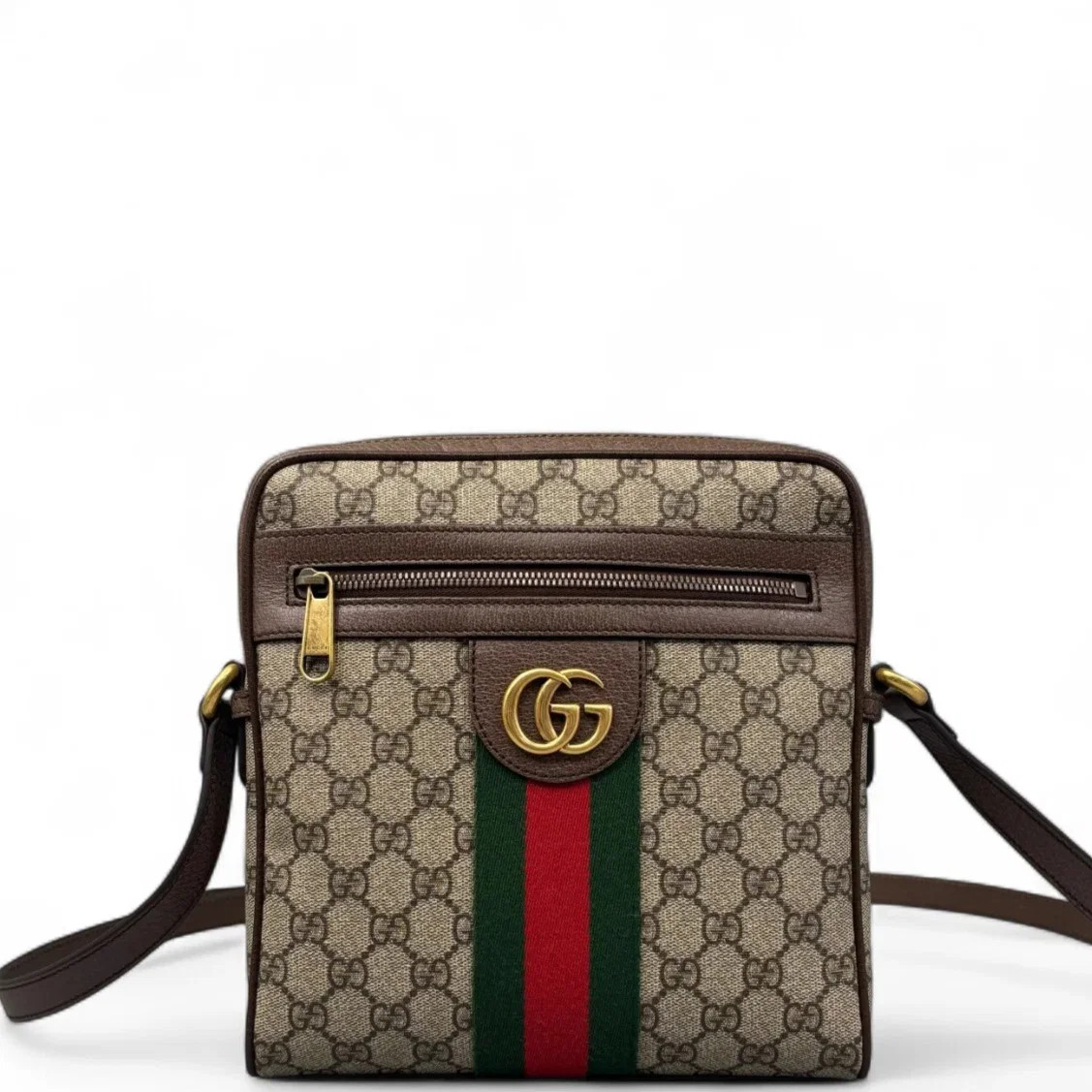 Gucci Messenger Beige Brown Green Red Gg Supreme Monogram (mx071026a4r)