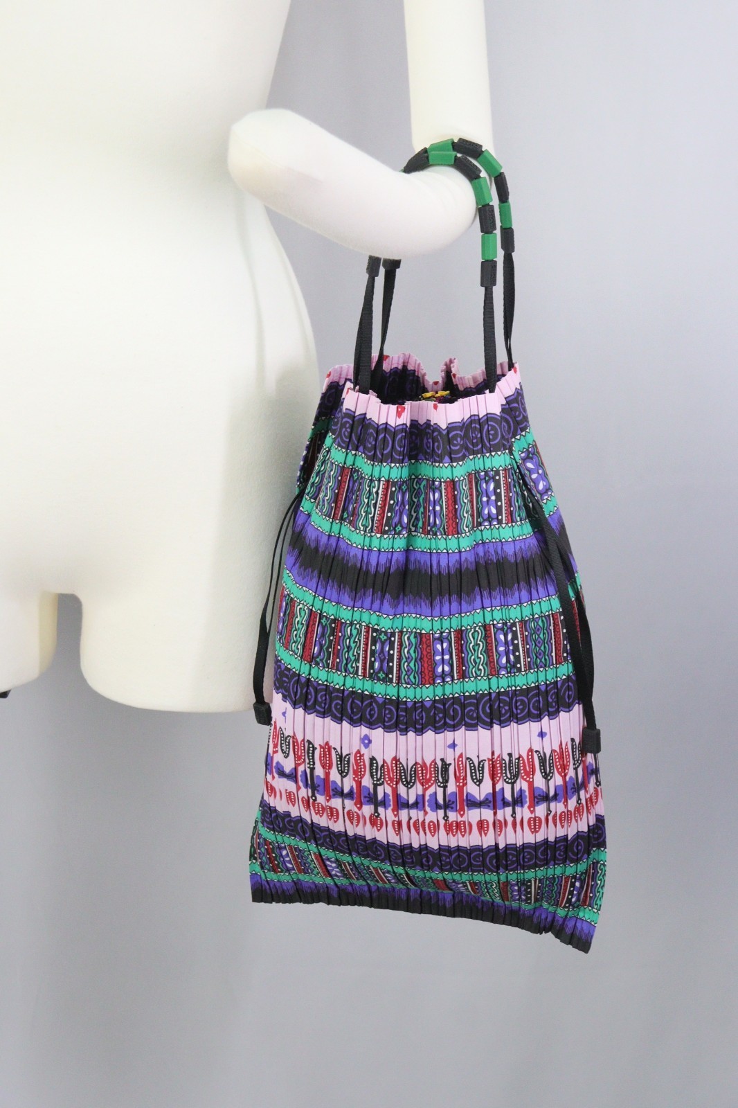Authentic PLEATS PLEASE Multicolor Hand Bag ISSEY MIYAKE 126 8304