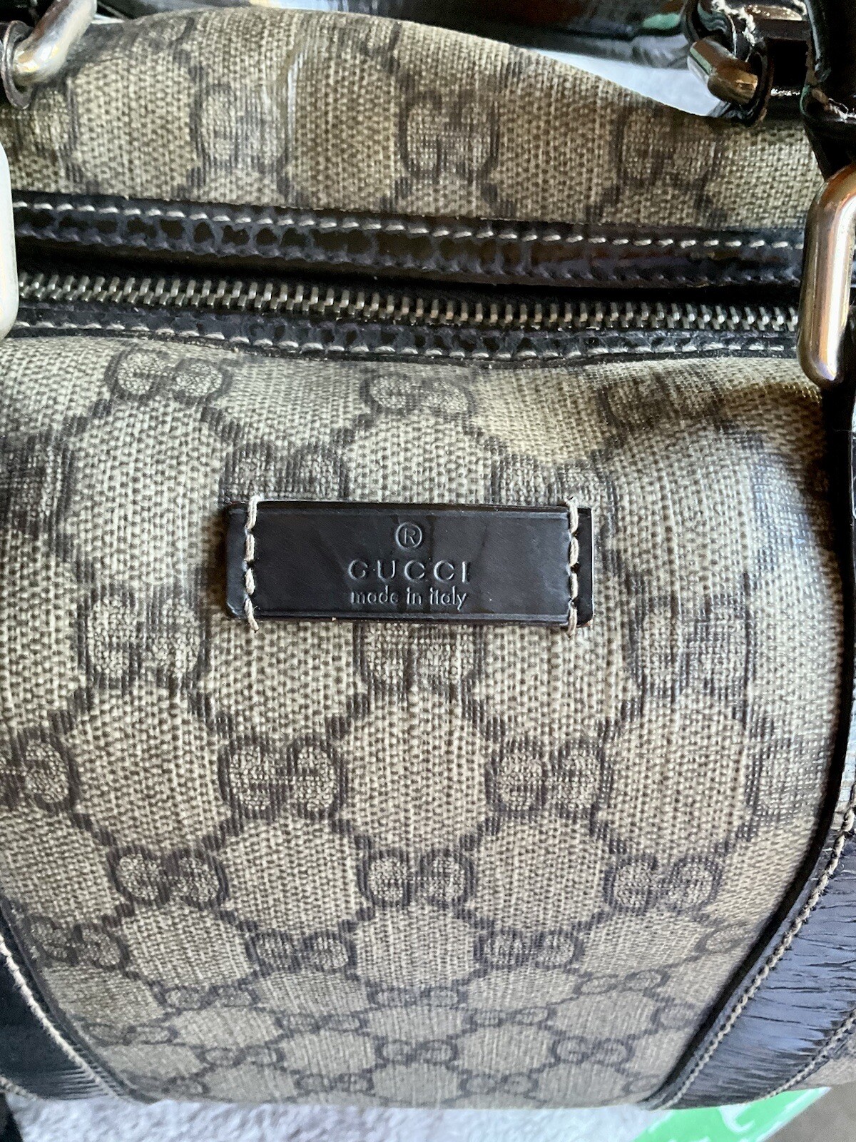 Gucci Joy Boston Bag Coated Canvas Brown Authentic