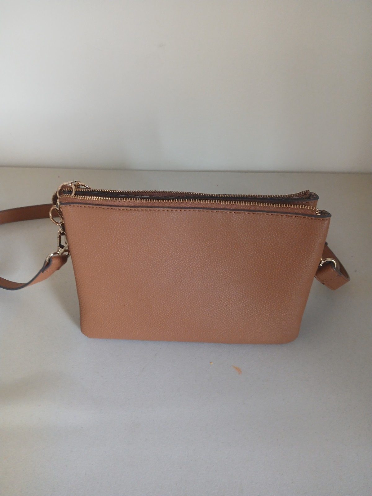 Nanette Lepore Women’s Brown Crossbody Bag, Zip, Gold Chain, Detachable Strap