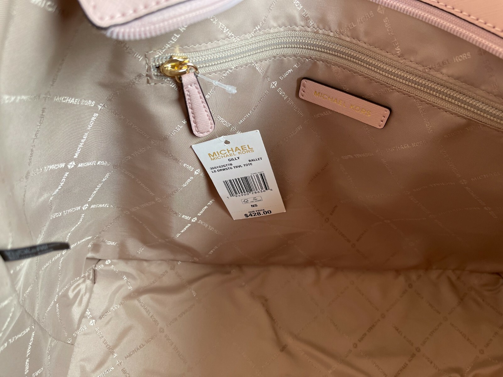 MICHAEL KORS GILLY LARGE DRAWSTRING TRAVEL TOTE SHOULDER BAG MK PINK