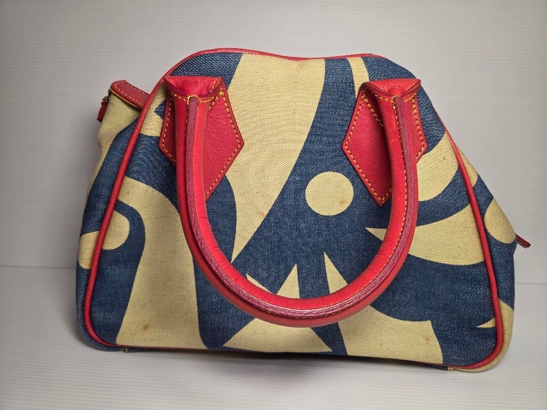Vivienne Westwood Orb Print Yasmin Bag Vintage Canvas Dome Handbag Auth