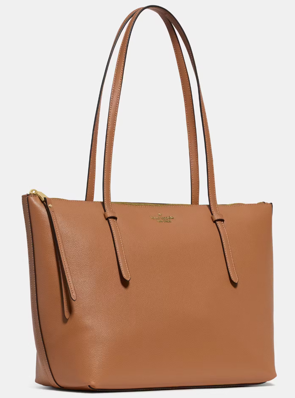 Kate Spade All Day Large Tote Bag Brown Pebbled Leather Purse KO140 NWT $399