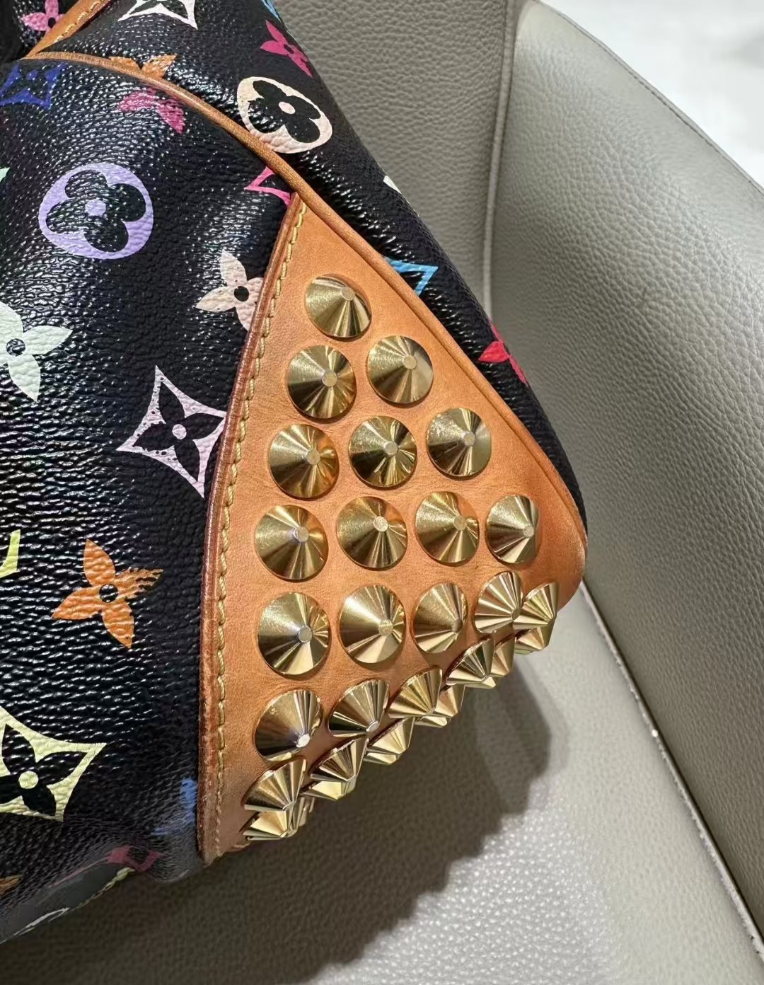 LV x Takashi Murakami Chrissie Monogram Multicolore Black Bag Authentic
