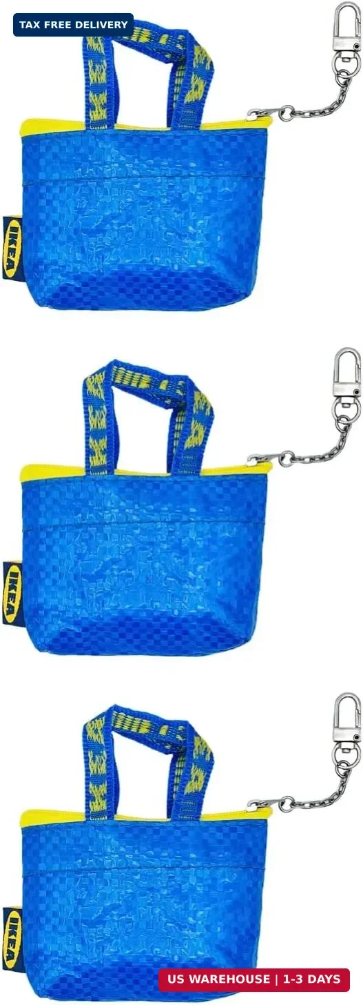 Ikea KNOLIG Mini Blue Bag Coin Purse with Key Chain, 104.782.42, FRAKTA Style, Z
