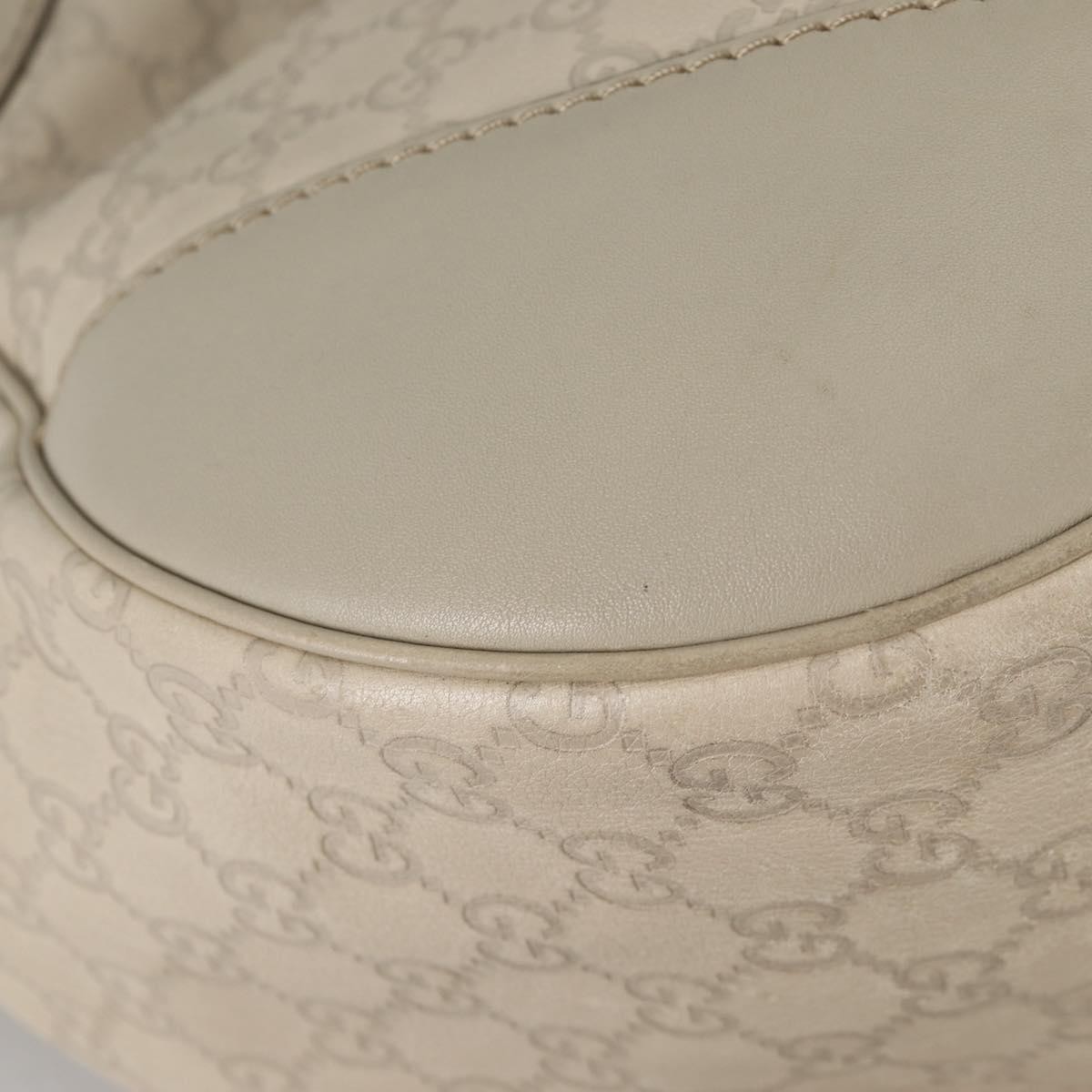 GUCCI GG Canvas Guccissima Shoulder Bag Leather Gold White 203504 Auth 137866