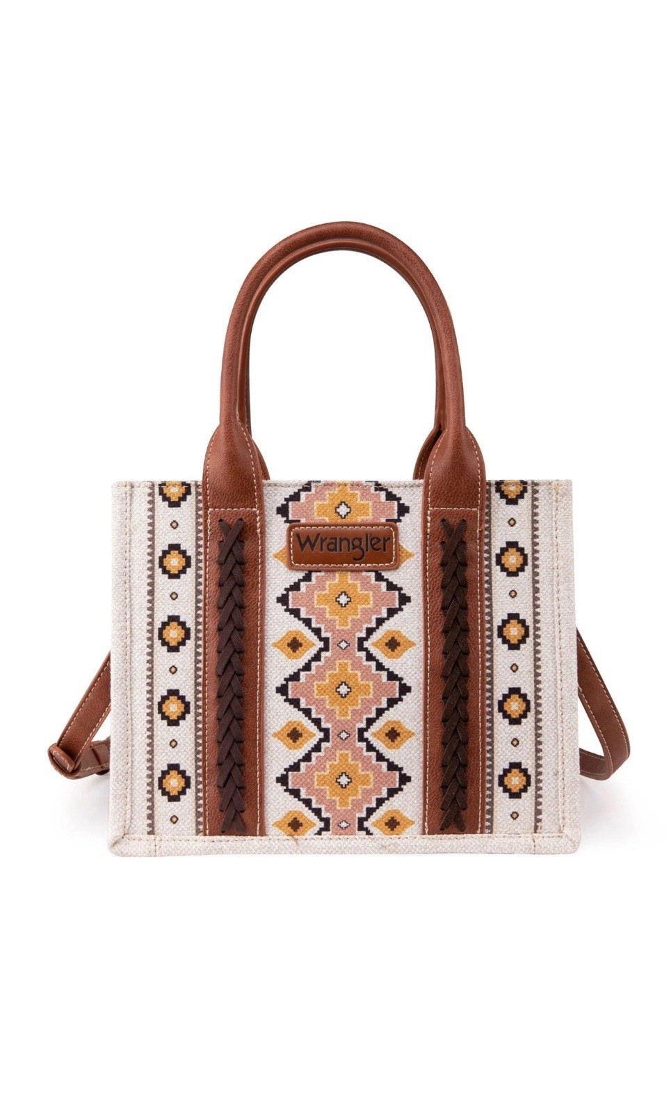 Wrangler Ladies Southwestern Small Brown Aztec Crossbody Tote Bag WG2202-8120SCF